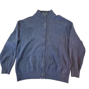Dockers Sweater Mens XL Navy Blue Full Zip Mock‎ Neck Ribbed Knit Cotton Jacket